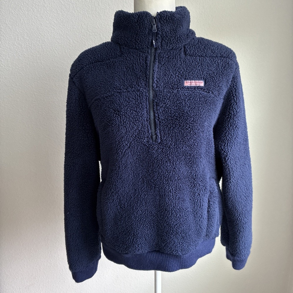 Vineyard Vines Womens Plush Teddy Quarter Zip Shep Shirt Jacket Fleece Large